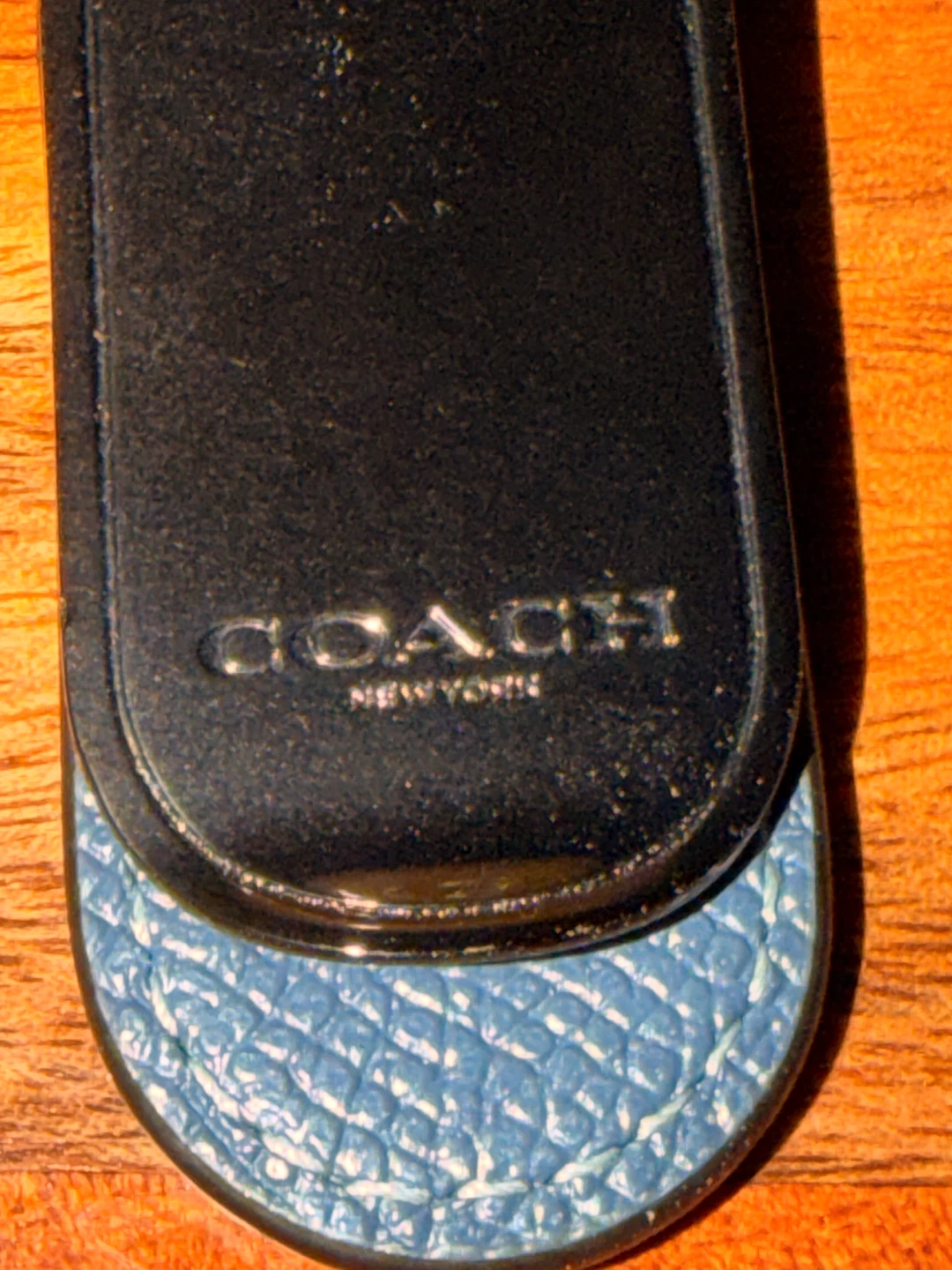 Coach Money Clip, Blue Metal & Leather - photo 2