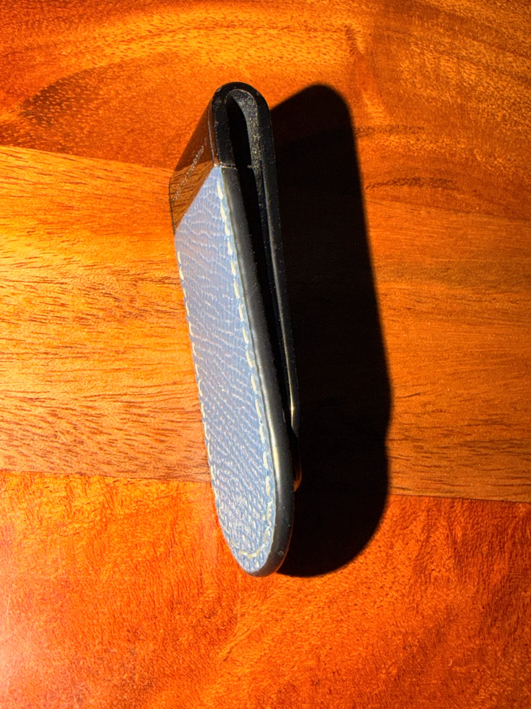 Coach Money Clip, Blue Metal & Leather - photo 4