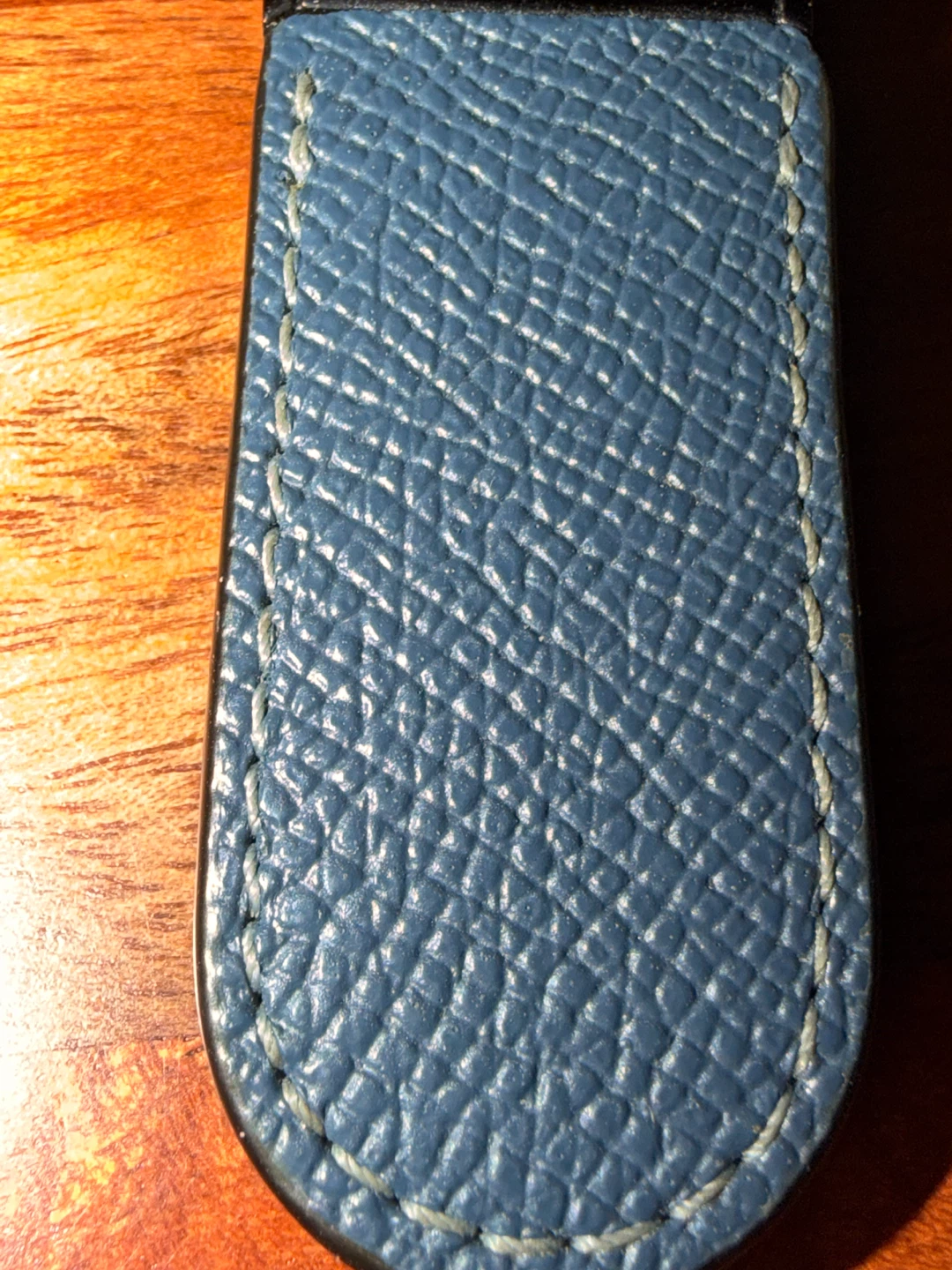 Coach Money Clip, Blue Metal & Leather - photo 5