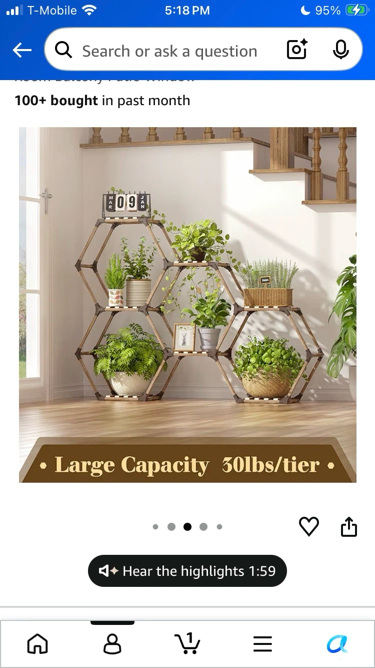 Hexagon Plant Stand Shelf - photo 2