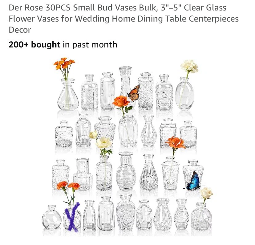 New 29 Small Clear Glass Bud Vases