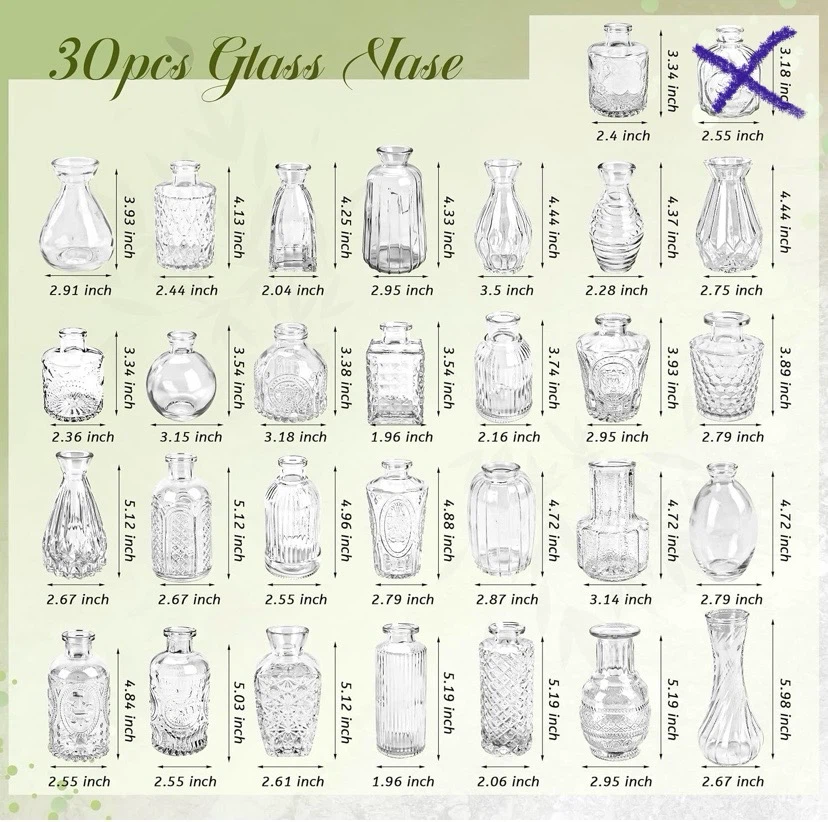 New 29 Small Clear Glass Bud Vases - photo 2