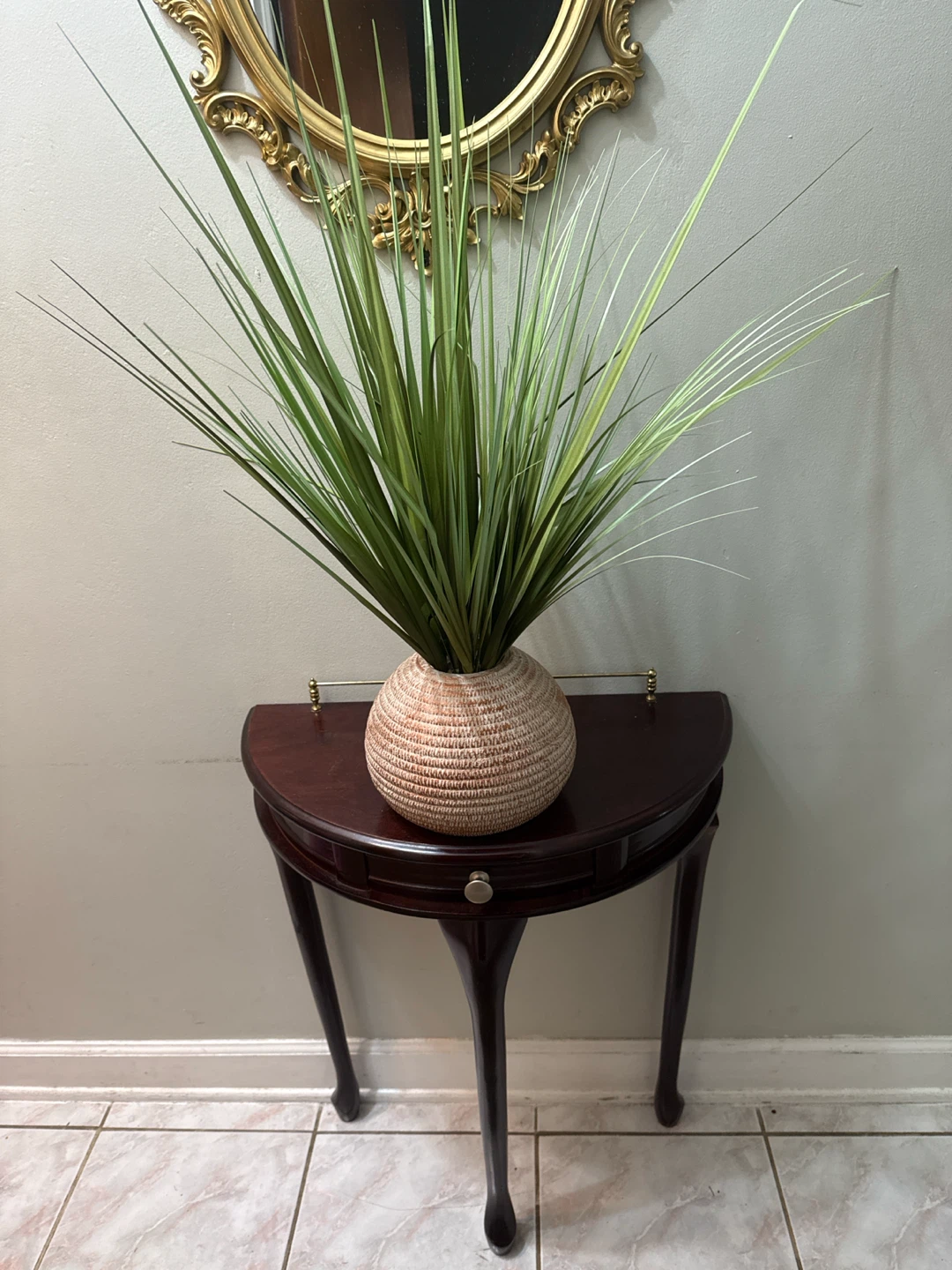 Decorative Faux Grass Plant in Woven Basket Pot - photo 2