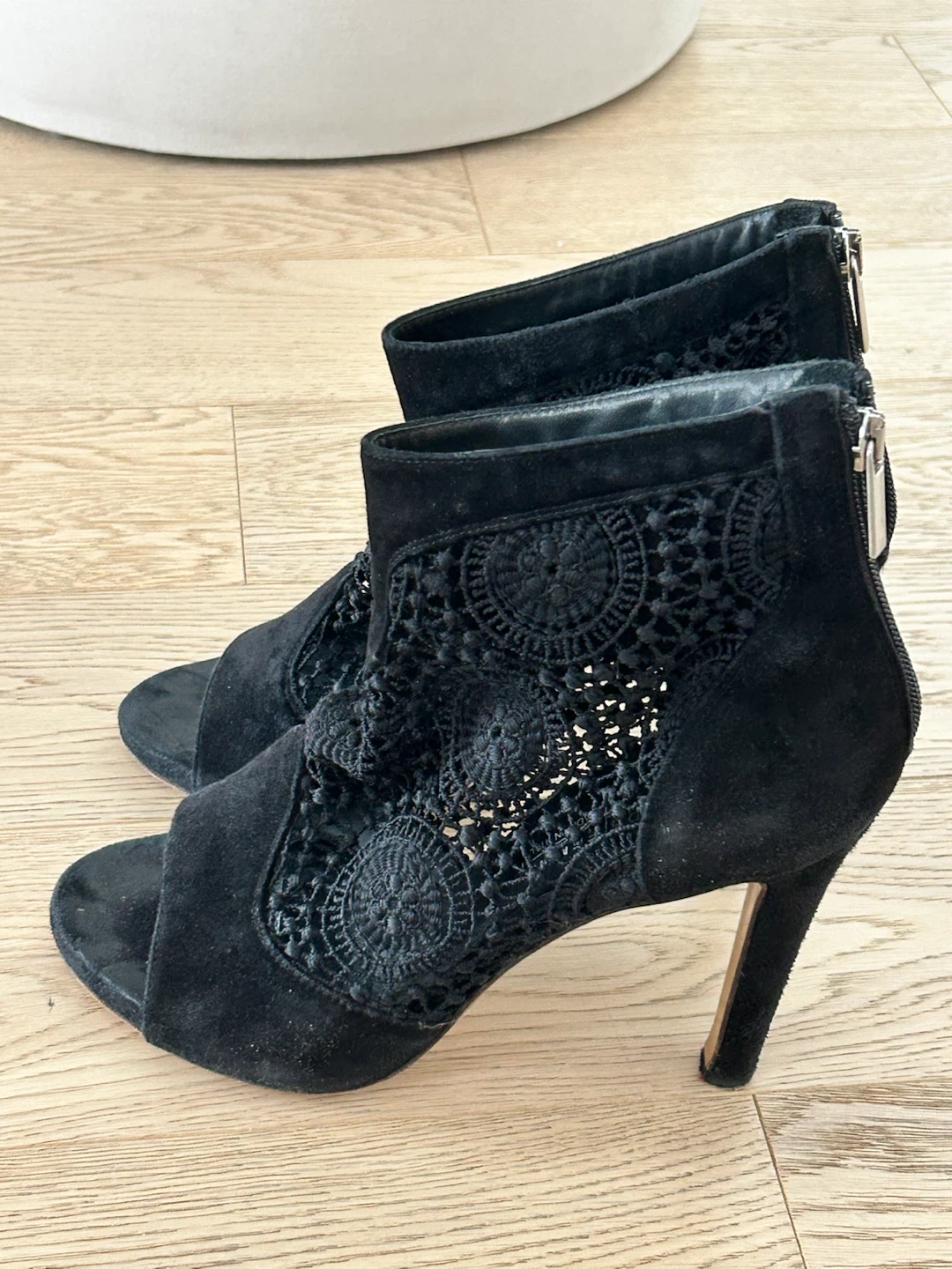 Black Suede Lace Heels