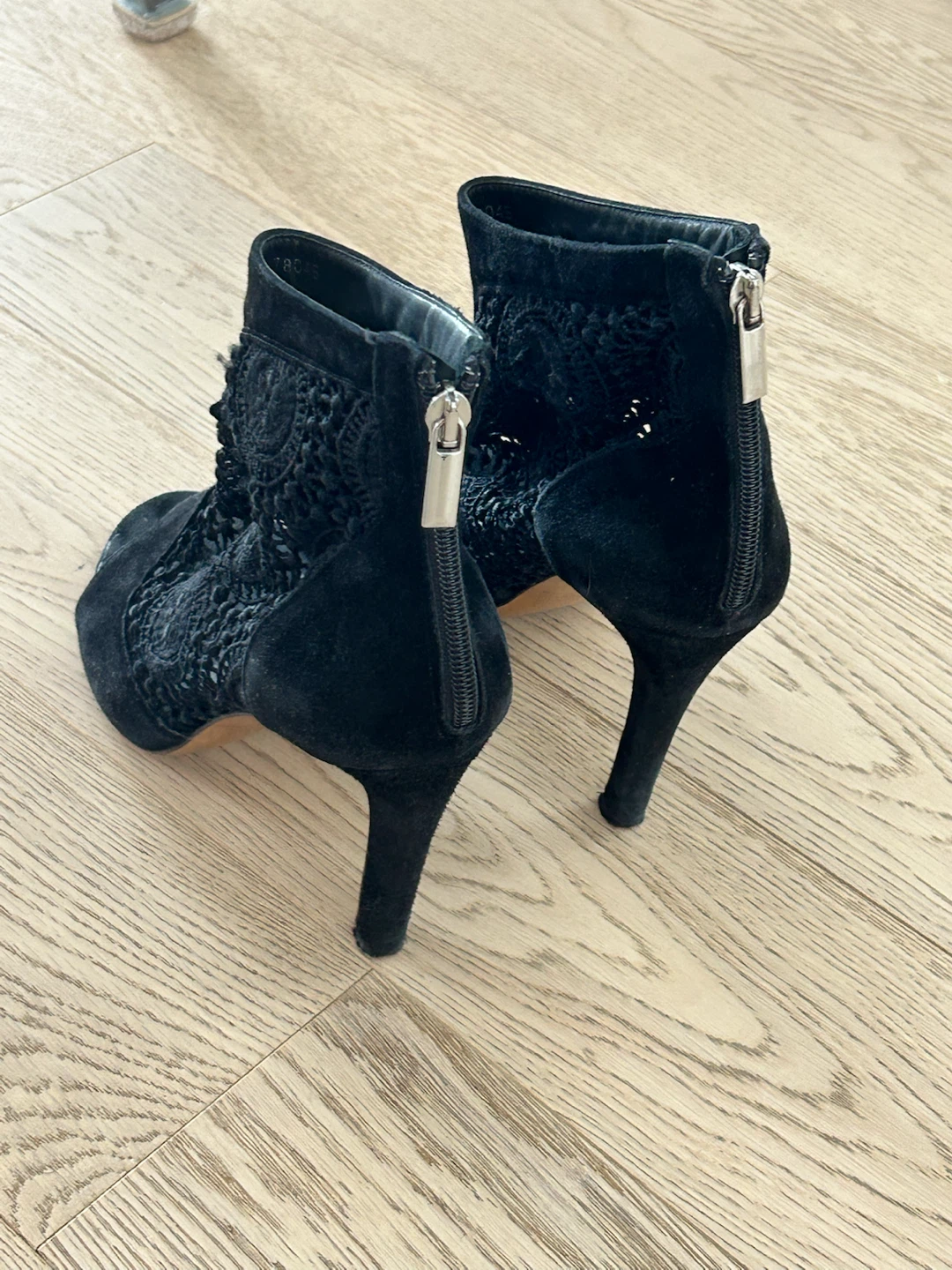 Black Suede Lace Heels - photo 2