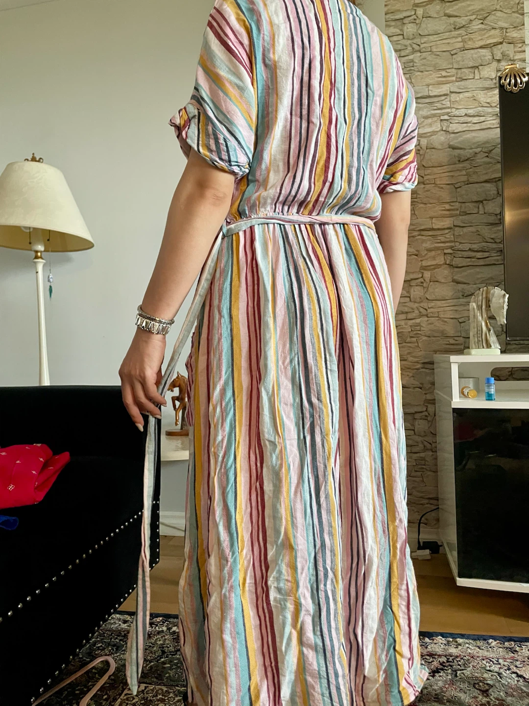 Striped Maxi Dress with Belt - photo 2