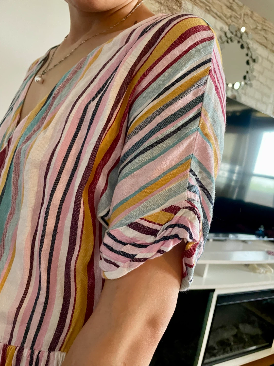 Striped Maxi Dress with Belt - photo 4