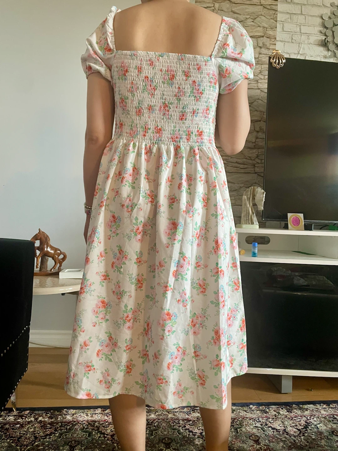 Floral Smocked Puff Sleeve Midi Dress - photo 3
