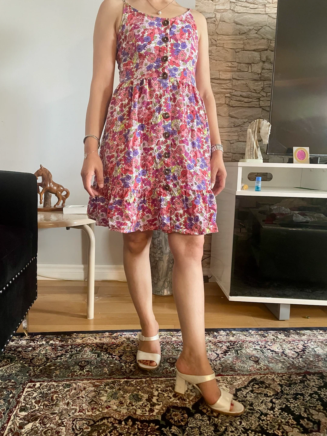 Floral Button-Front Mini Dress