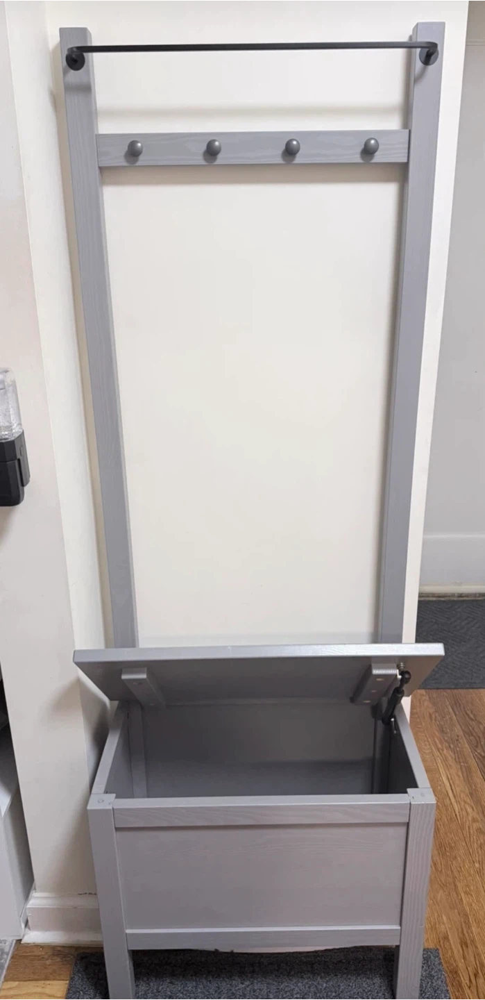 Gray Entryway Storage Bench with Hooks - photo 3