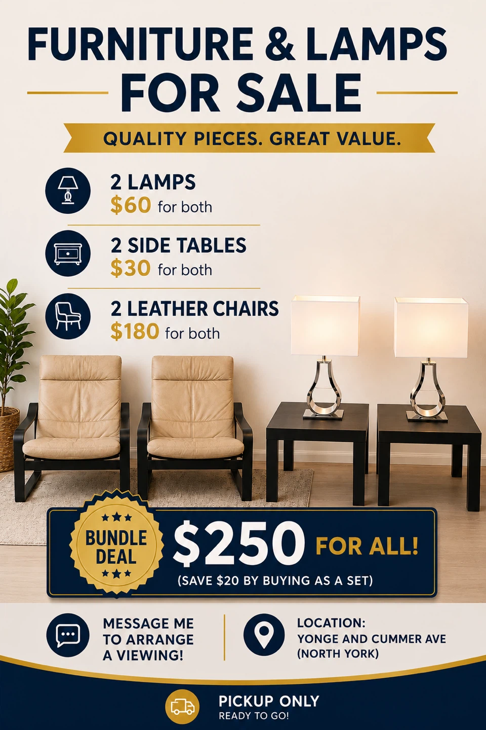 FURNITURE & LAMPS FOR SALE