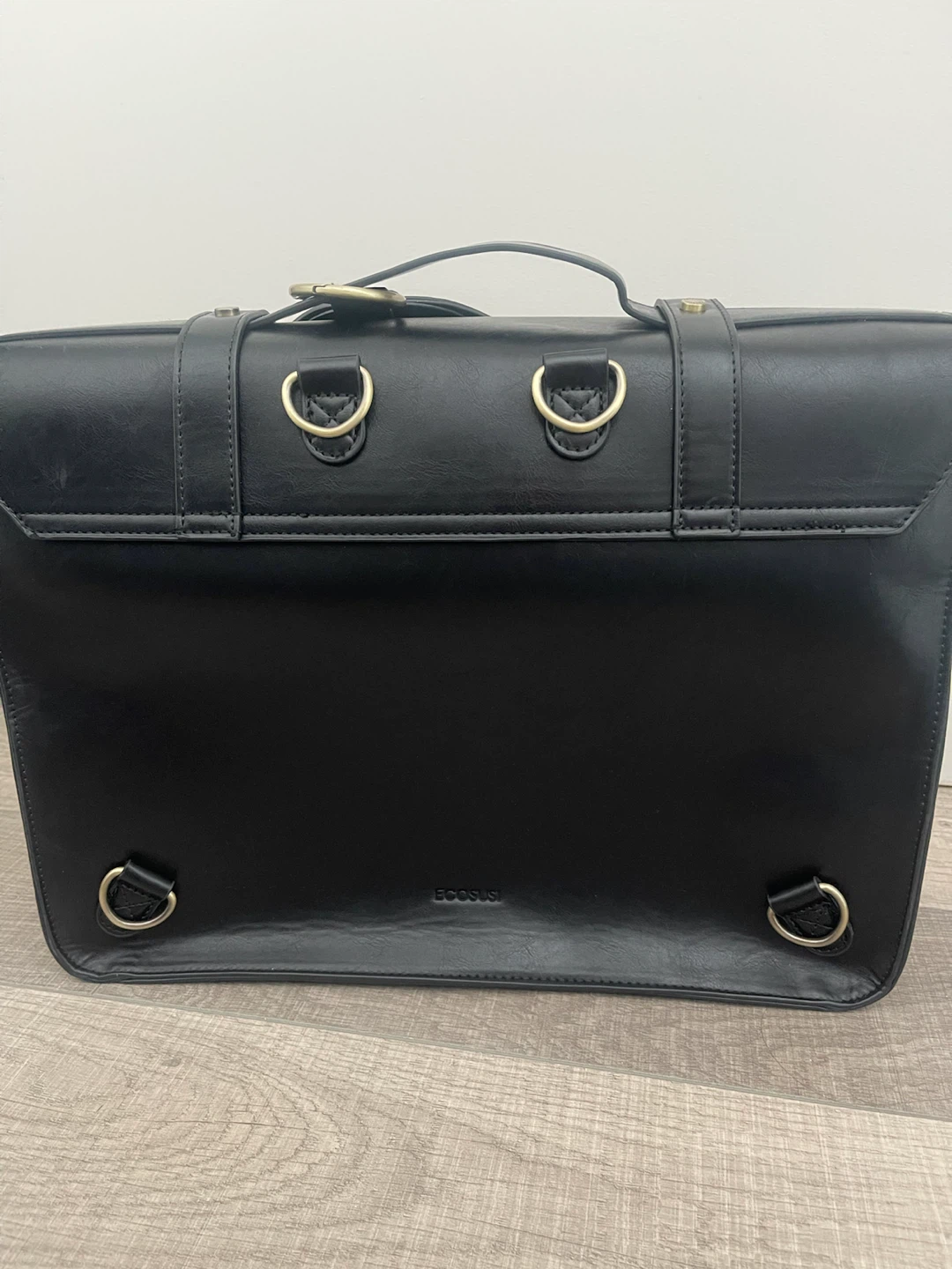 Black Faux Leather Satchel Bag with Bow Detail - photo 4
