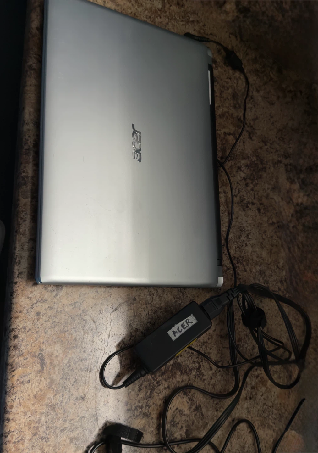 Silver Acer Aspire Laptop with Charger