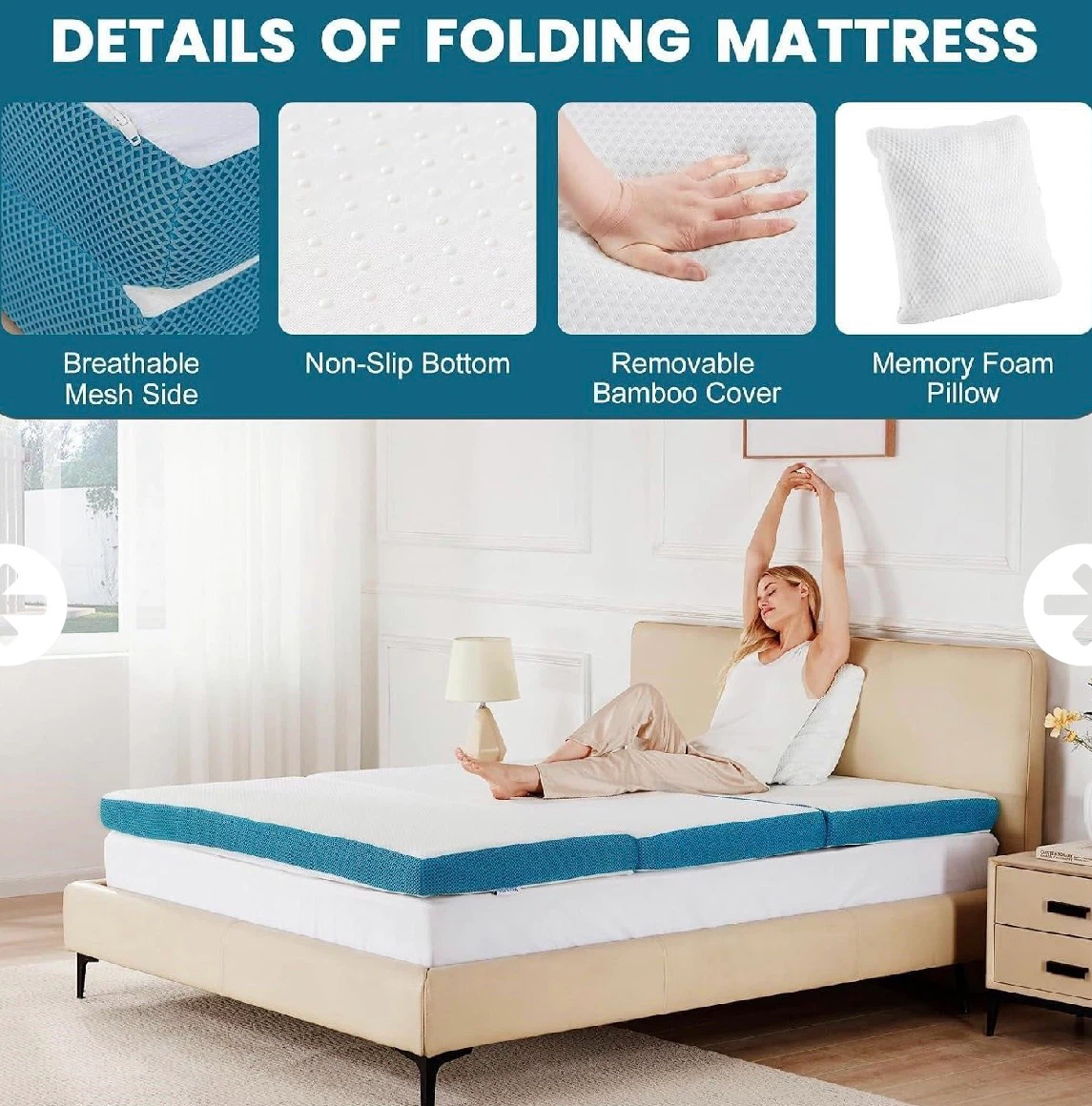 Folding Mattress Sofa Bed and pillow - photo 3