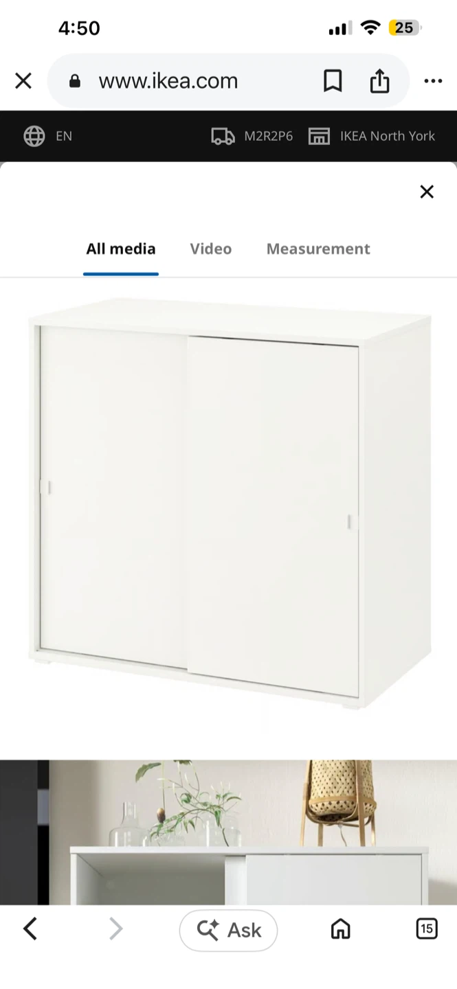 IKEA VIHALS Cabinet with Sliding Doors - White