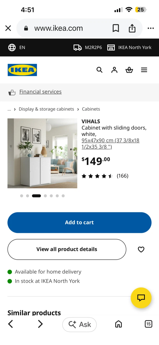IKEA VIHALS Cabinet with Sliding Doors - White - photo 2