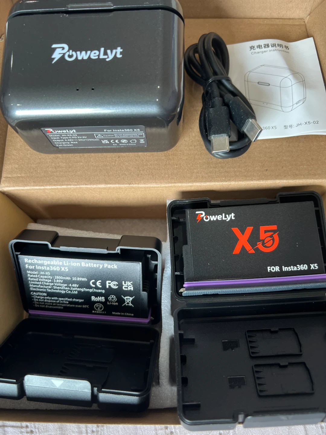 Powerlyt X5 Dual Battery Charger & Batteries for Insta360 X5 - photo 5
