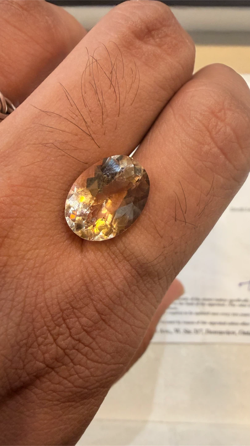 Certified Oval golden brown Topaz loose gemstone