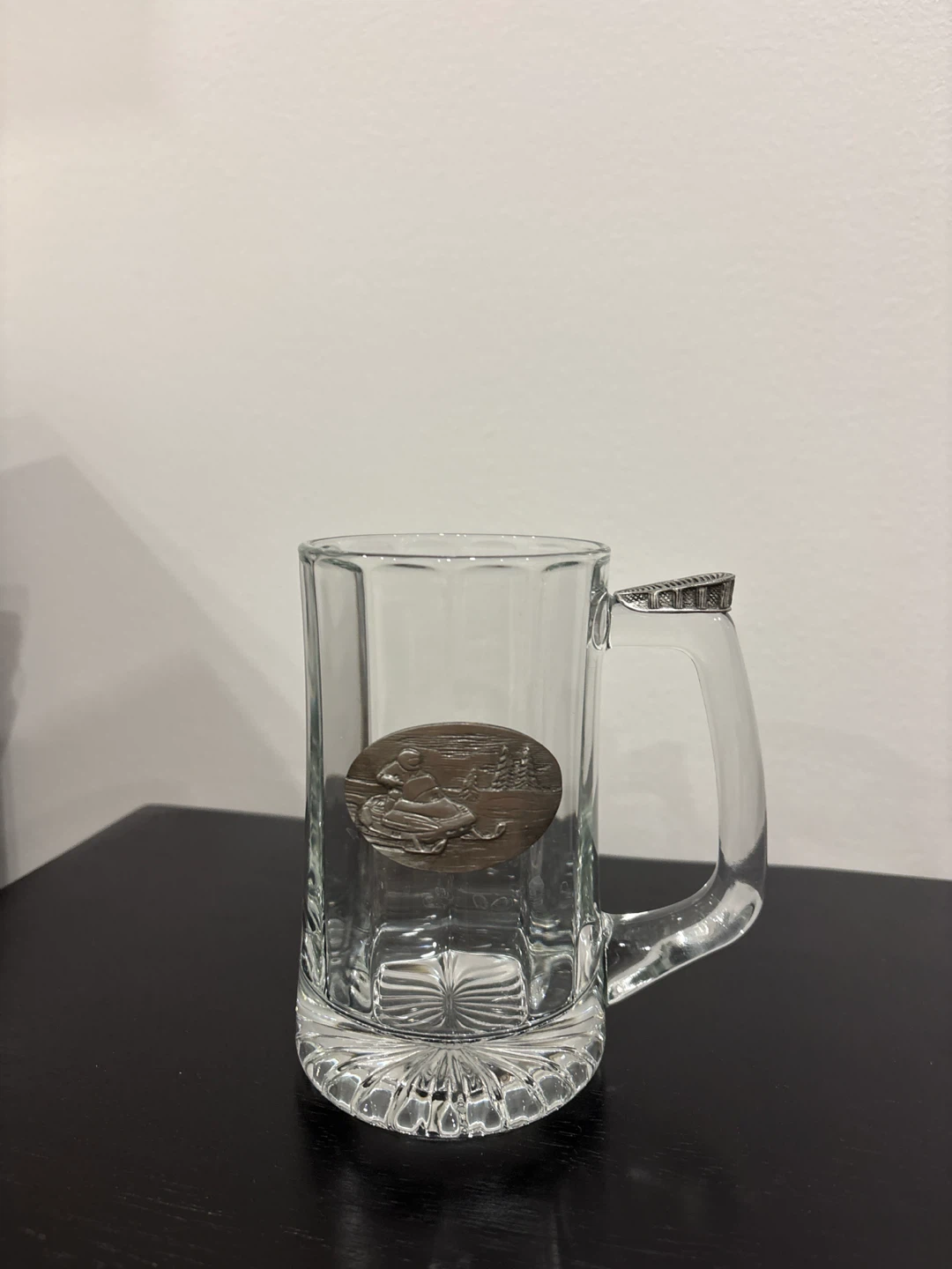 Glass Beer Mug with Snowmobile Emblem - photo 3