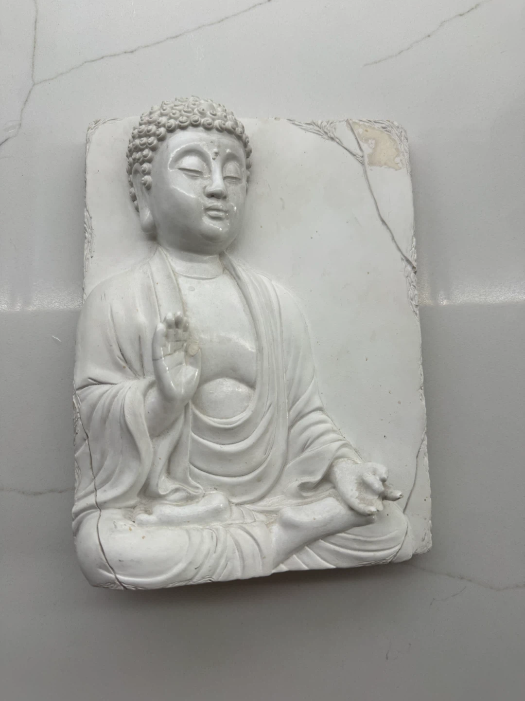 White Buddha Wall Decor Plaque - photo 2
