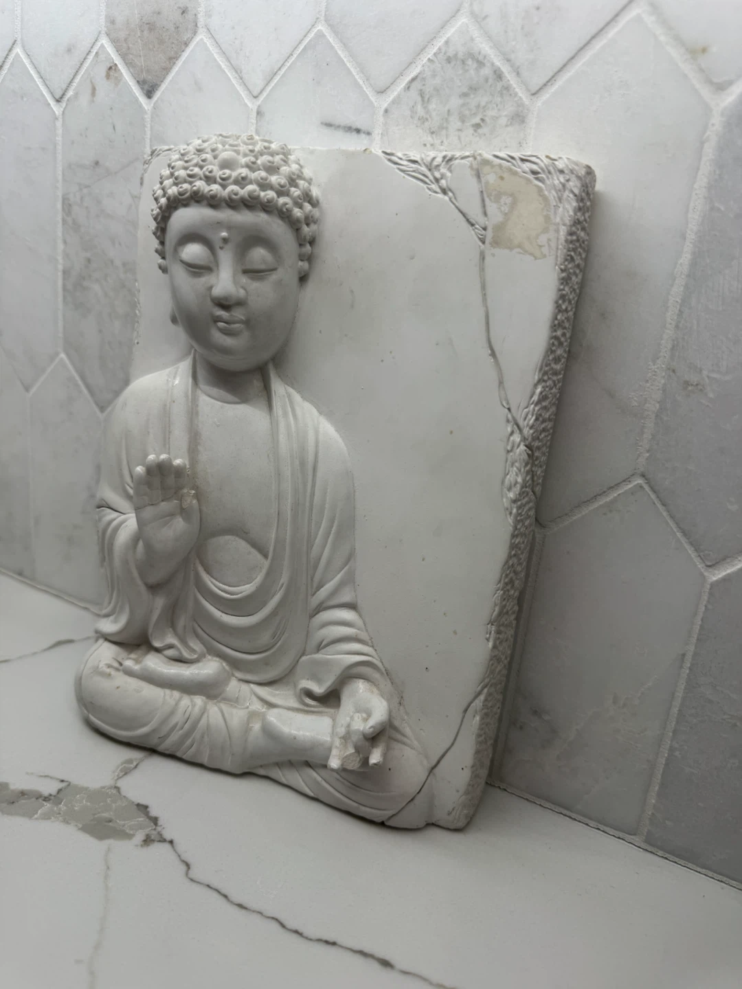 White Buddha Wall Decor Plaque - photo 3