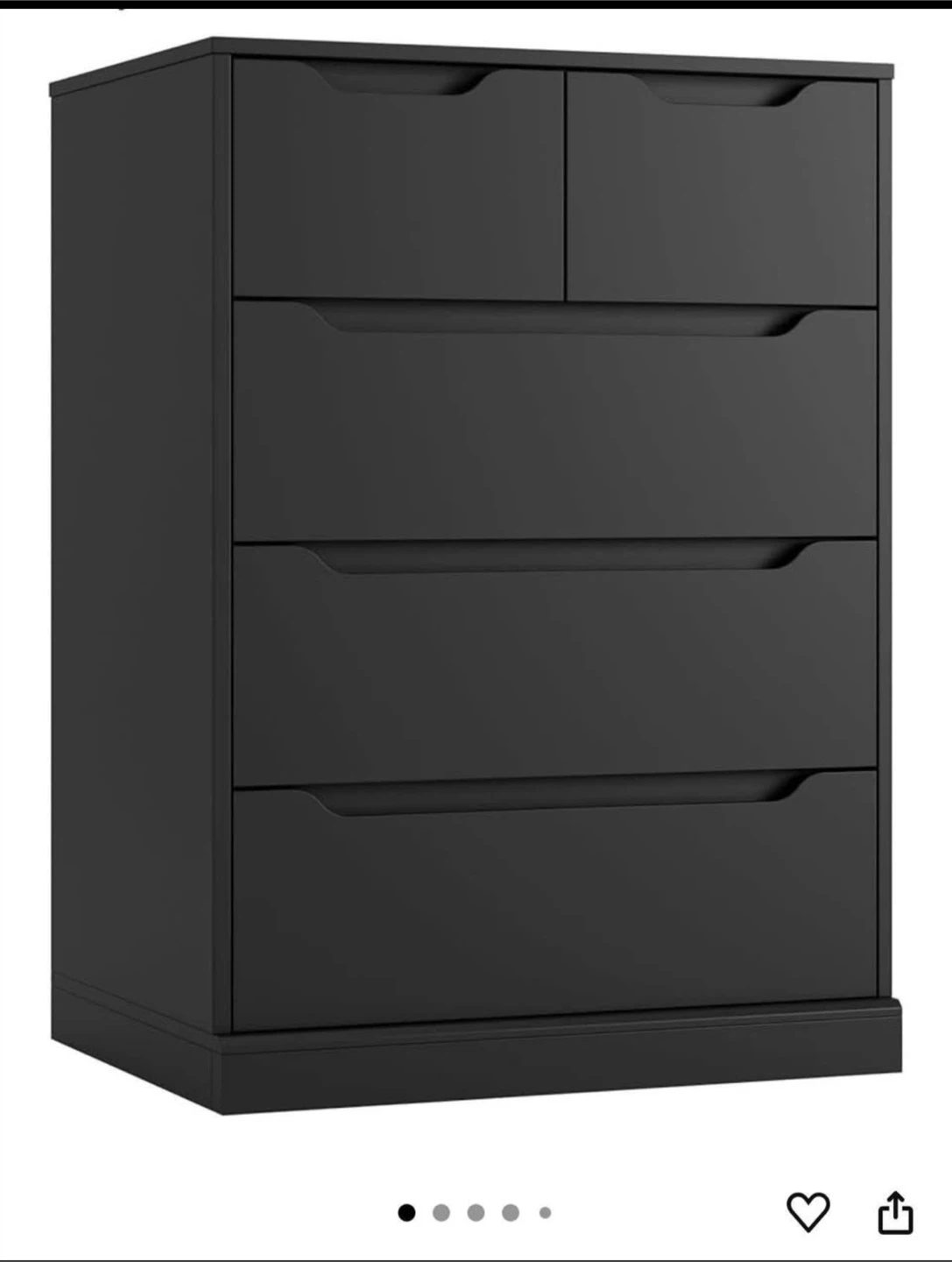 Black 5-Drawer Chest Dresser - photo 2