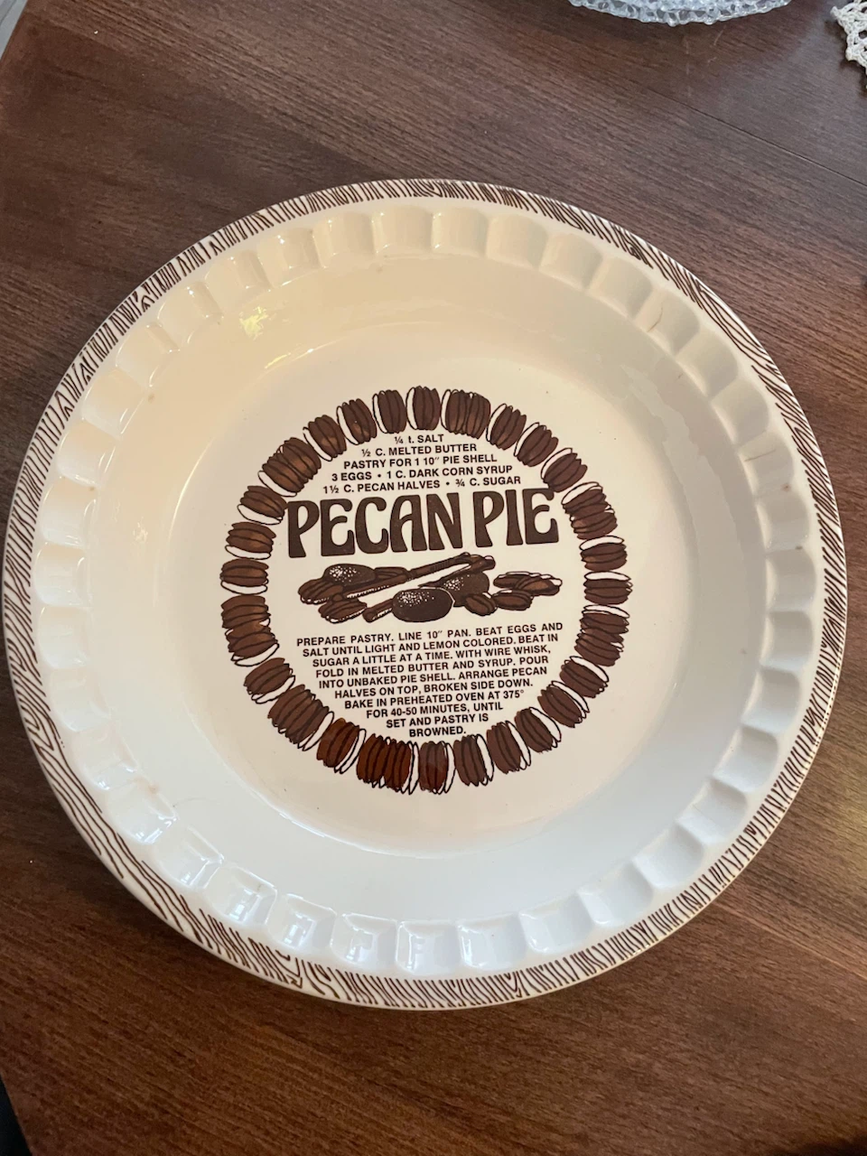 Vintage Pecan Pie Plate