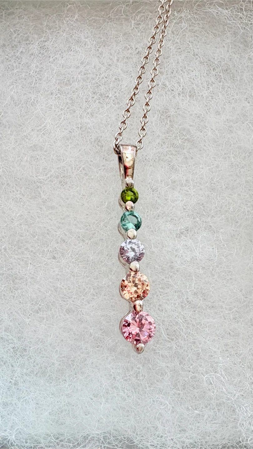 Multi coloured  925 Sterling Silver Pendant 18”