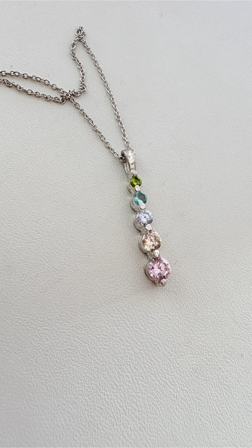Multi coloured  925 Sterling Silver Pendant 18” - photo 2