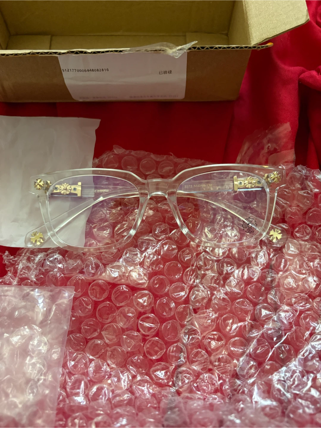 Clear chrome heart glasses