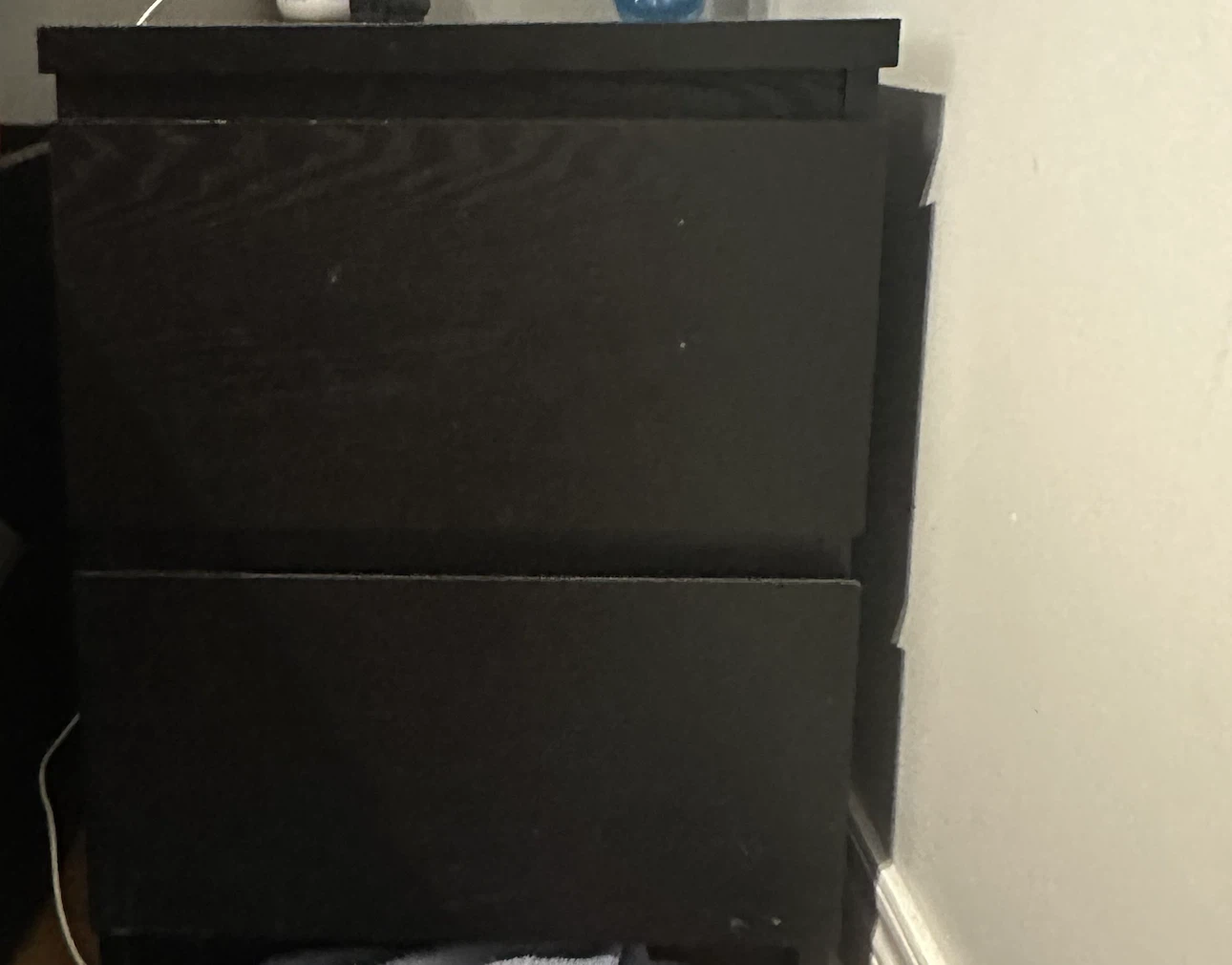 Black Nightstand with Two Drawers