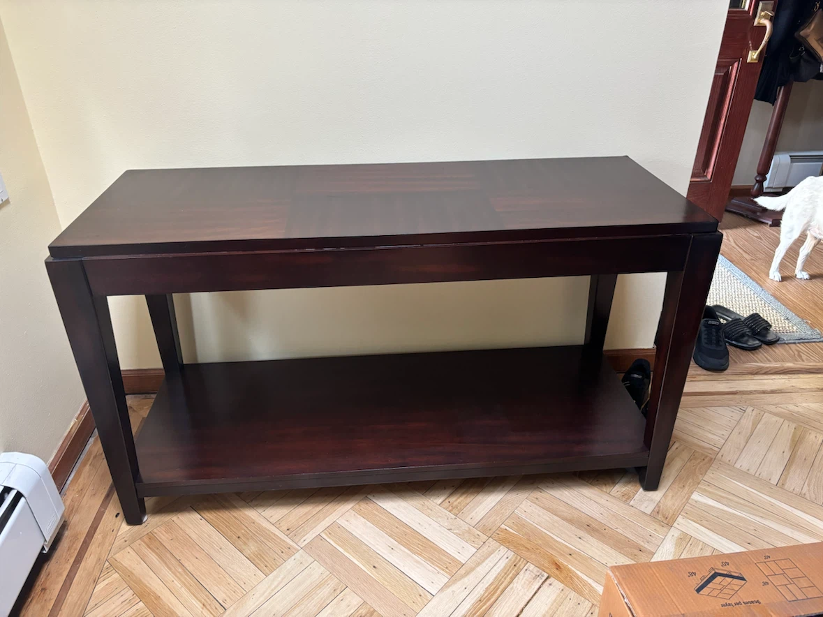 Dark Wood Console Table with Shelf