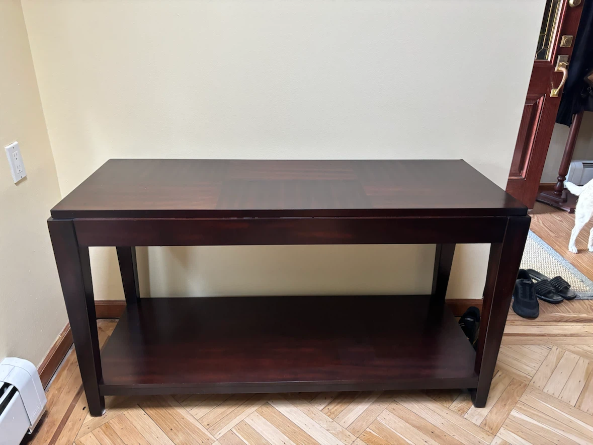 Dark Wood Console Table with Shelf - photo 2