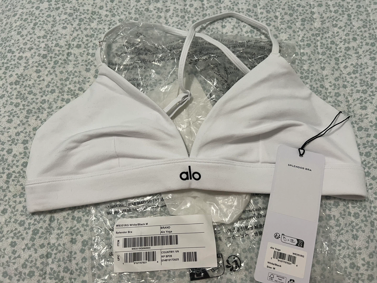 Alo Yoga Splendor Bra - White/Black - Medium