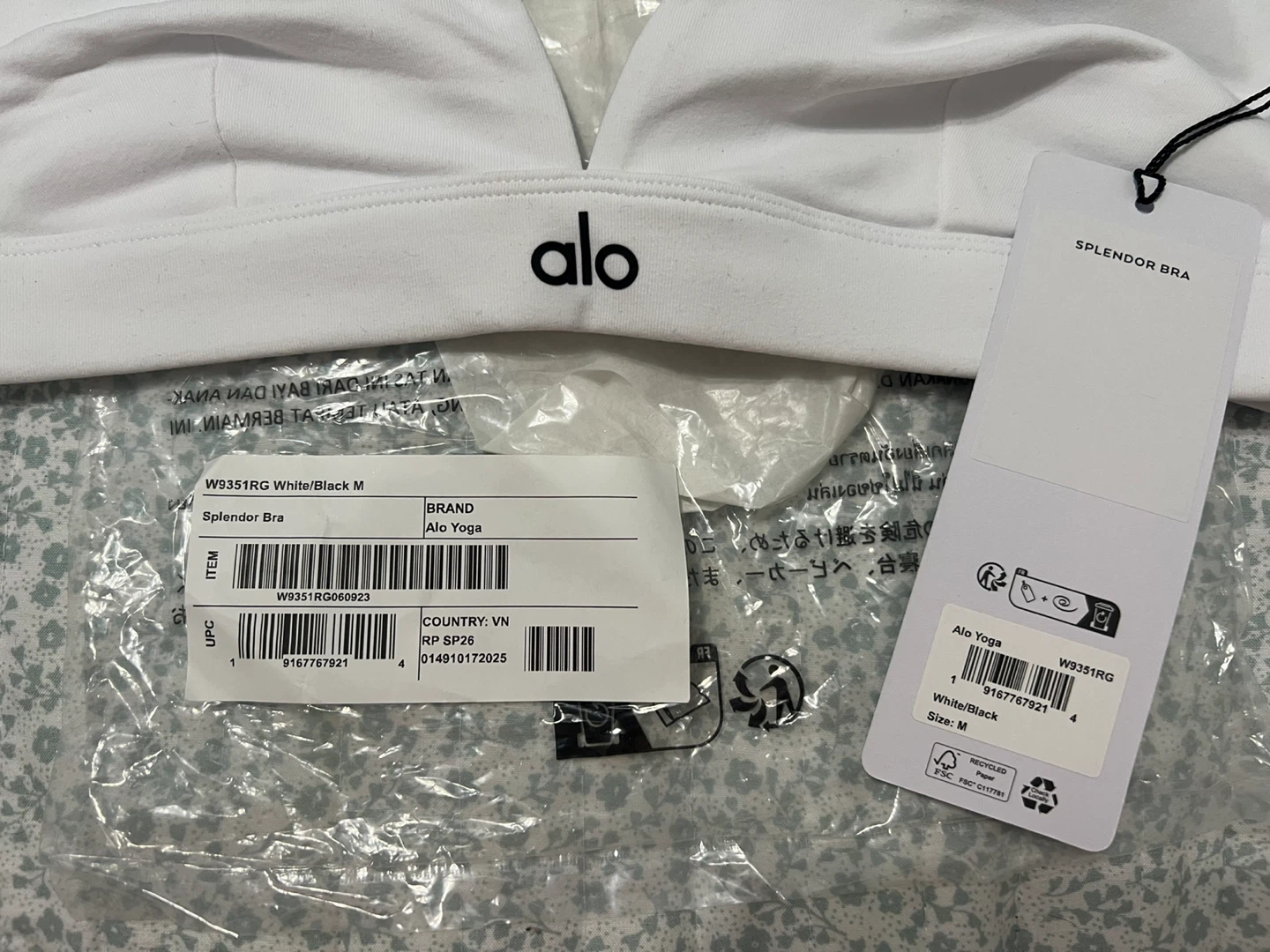 Alo Yoga Splendor Bra - White/Black - Medium - photo 3