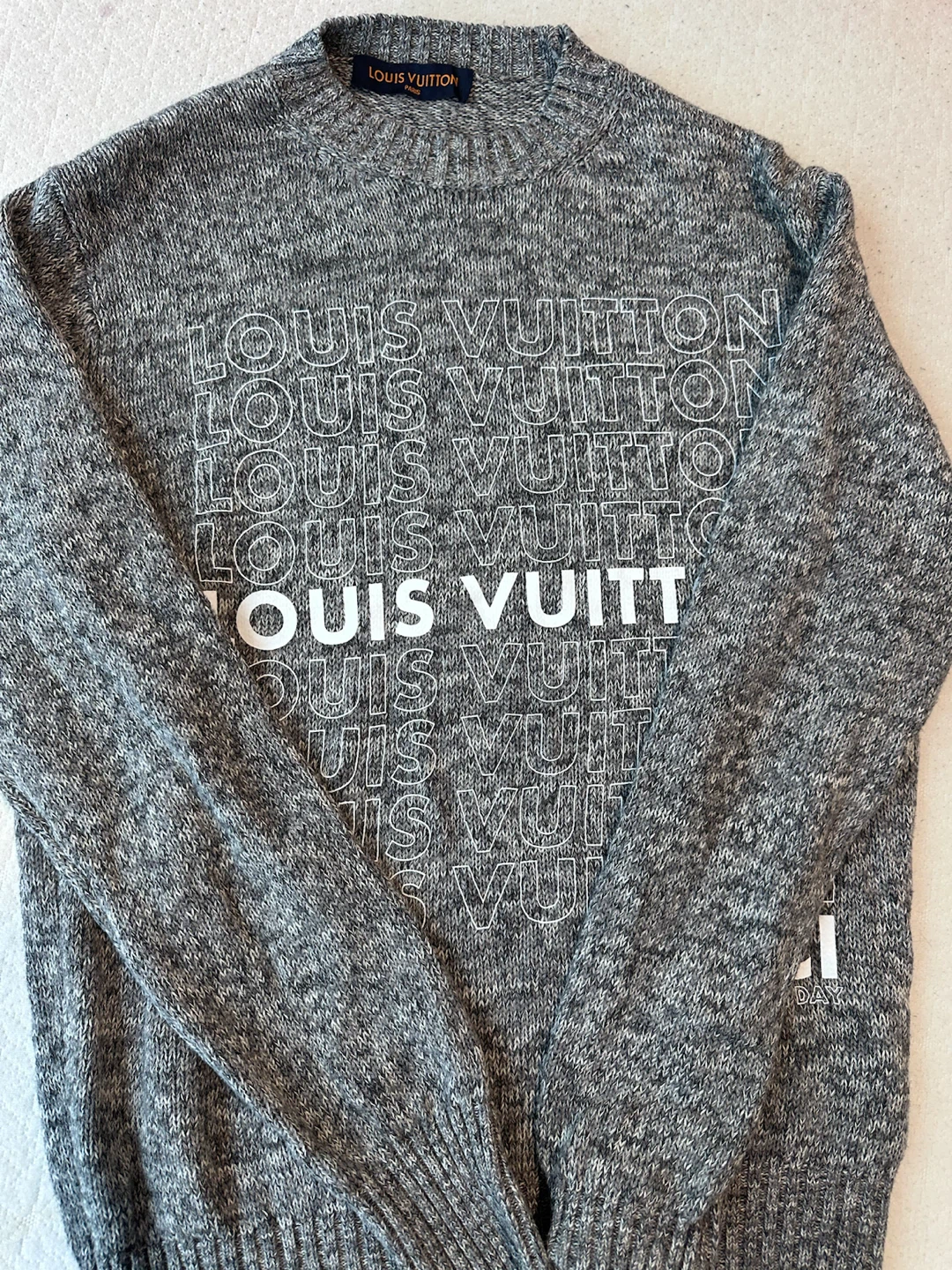 Louis Vuitton "Merci" Monogram Sweater - Grey - Size M
