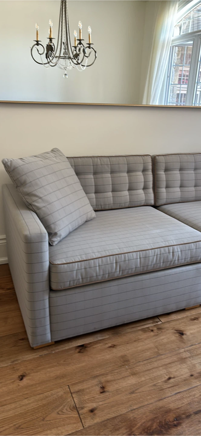 NEW Grey Striped Sofa with Tufted Back - photo 2