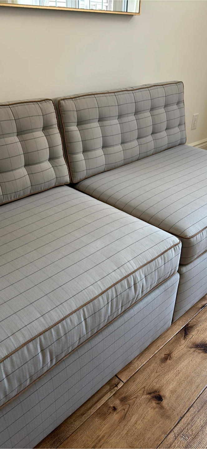 NEW Grey Striped Sofa with Tufted Back - photo 3