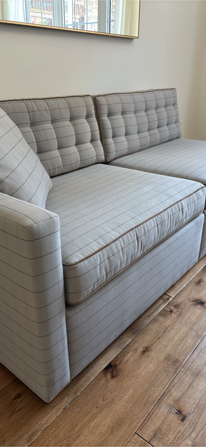 NEW Grey Striped Sofa with Tufted Back - photo 4