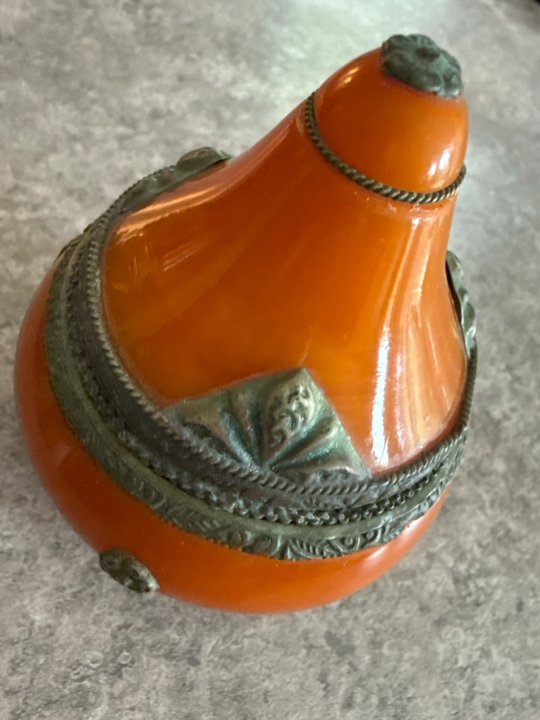 Orange Decorative Trinket Box with Metal Accents - photo 2
