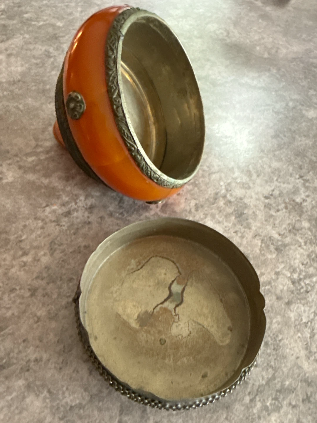 Orange Decorative Trinket Box with Metal Accents - photo 3