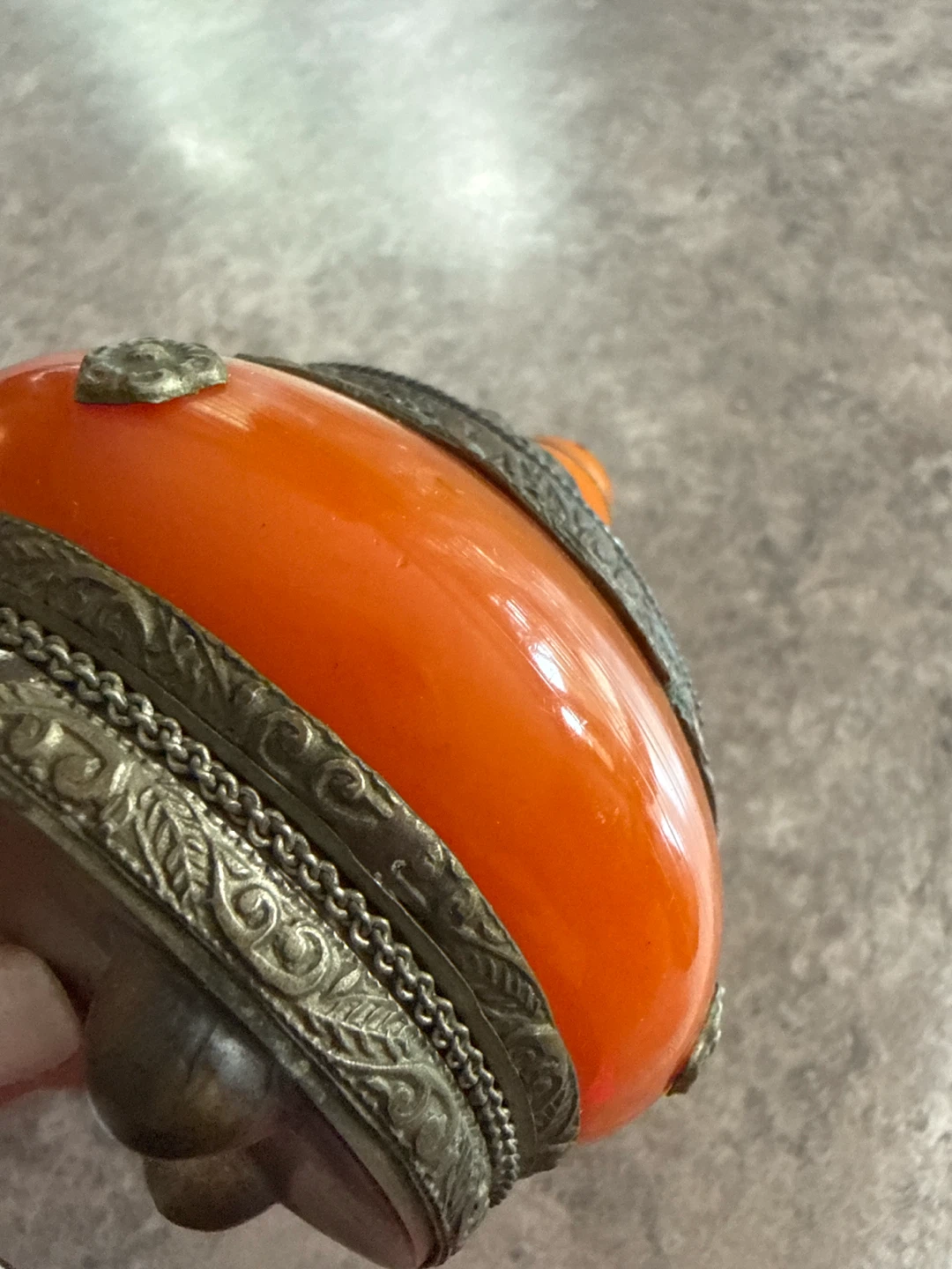 Orange Decorative Trinket Box with Metal Accents - photo 4