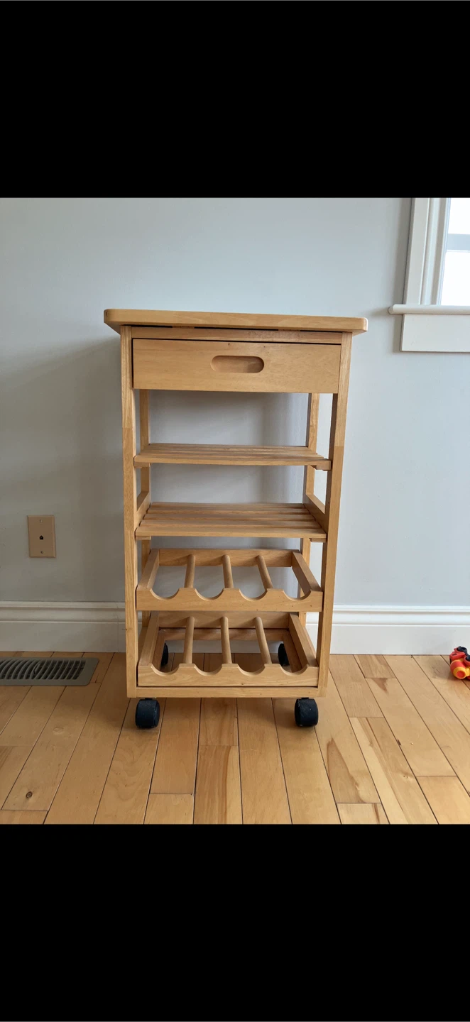 Rolling Kitchen Cart with Drawer and Wine Rack