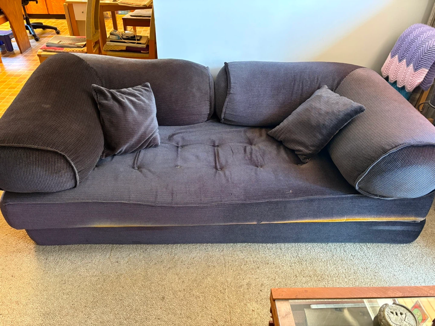 Dark Grey Loveseat Sofa with Pillows - photo 5