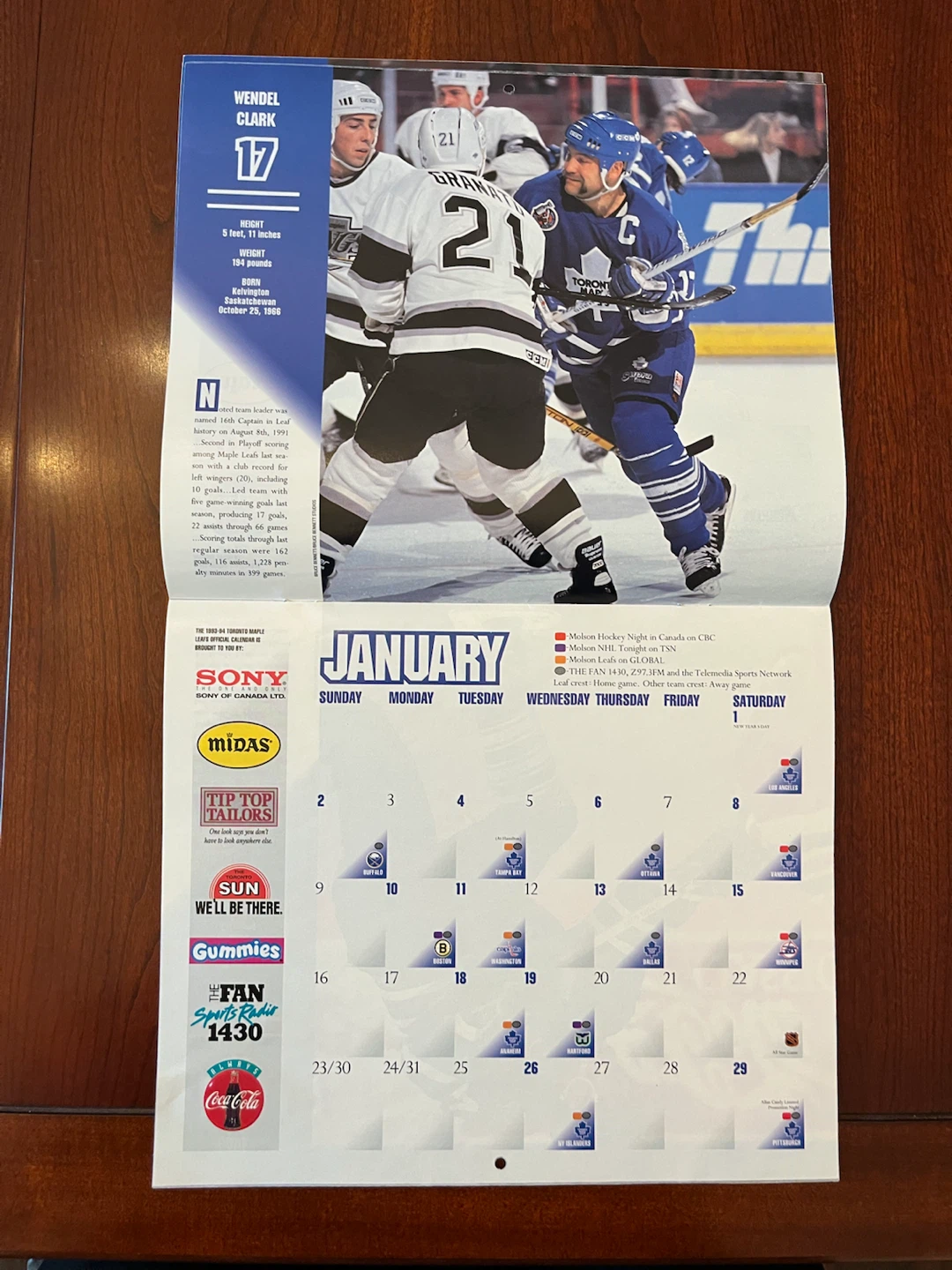 1993-94 Toronto Maple Leafs Calendar - photo 3
