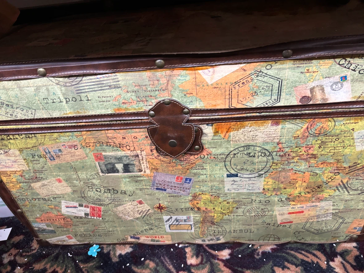 Vintage World Map Trunk Coffee Table - photo 2