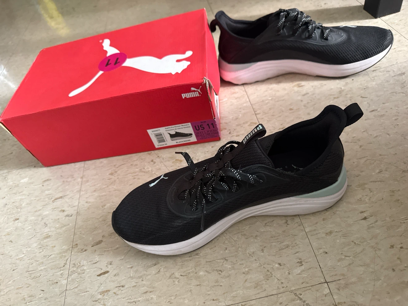 Puma Running Shoes - Black/White - Size 11