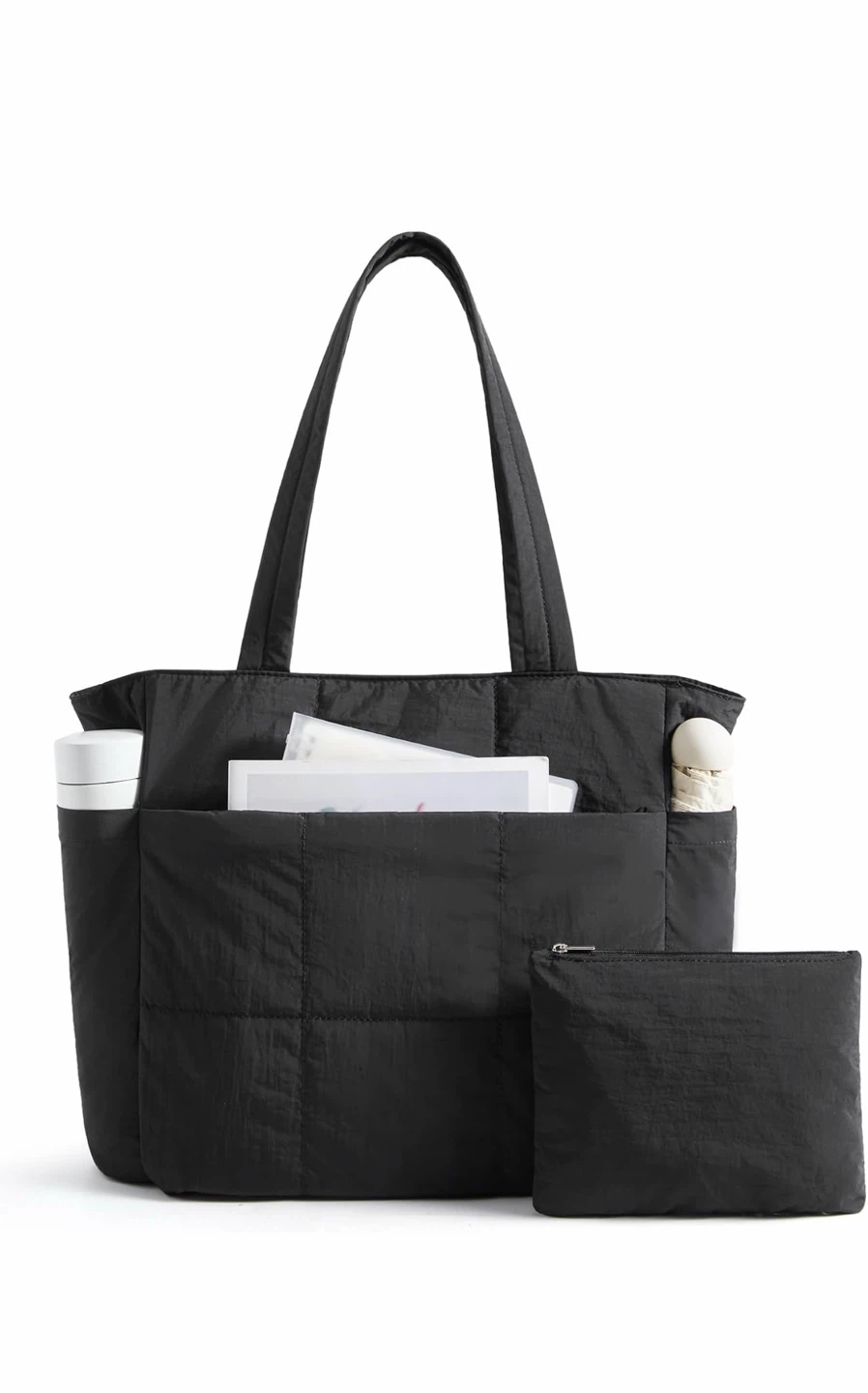 Quilted Tote Bag - Water-Resistant, Padded Handles