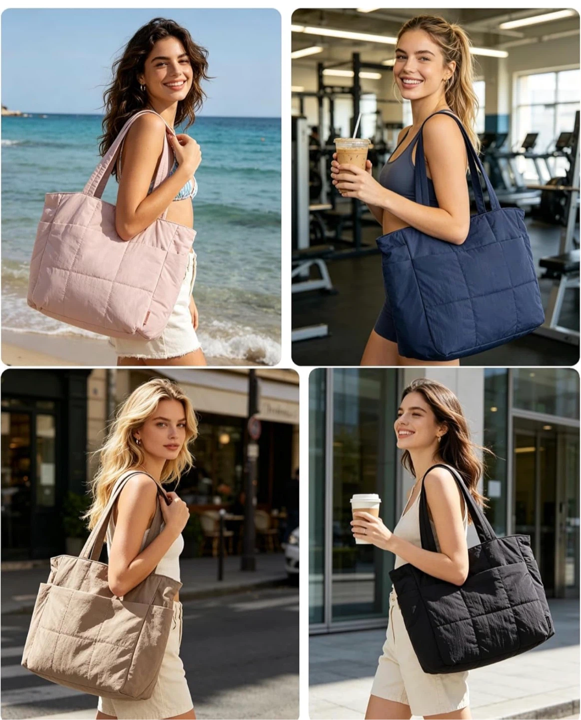 Quilted Tote Bag - Water-Resistant, Padded Handles - photo 4