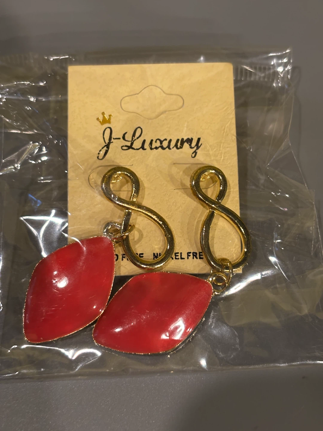 J-Luxury Red Lip Dangle Earrings & Bracelet Set - photo 2